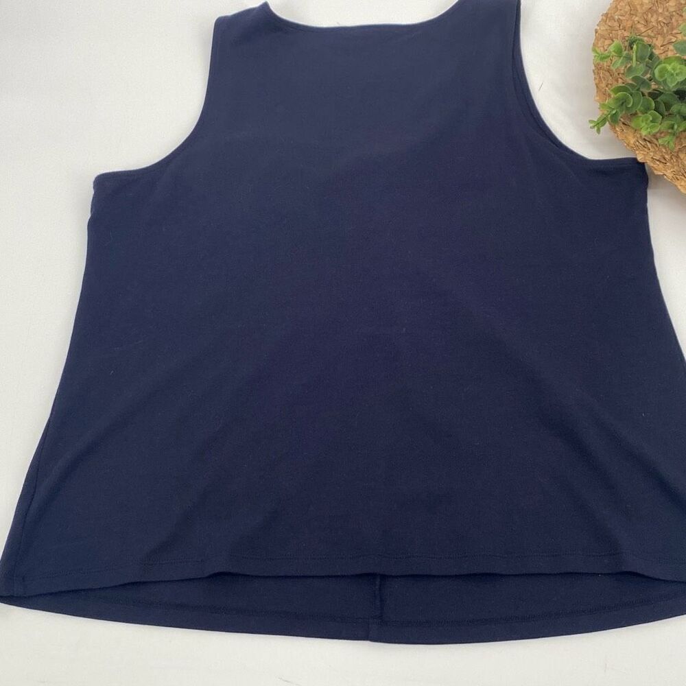 Talbots Knot Round Neck Shell Tank Cotton‎ Navy XLP - Picture 4 of 10